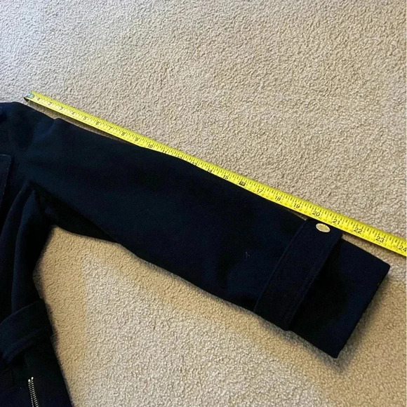 Michael Kors | Black Wool Blend Peacoat Winter Jacket with Gold Zipper | Size S - Picture 8 of 11